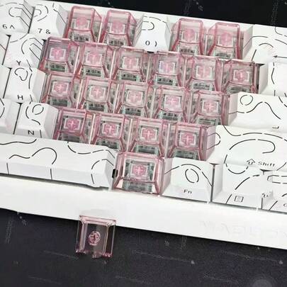 21-Tasten Herz & Schmetterling Tastenkappen, beleuchtet, OEM seitlich Muster, kompatibel mit mechanischer Tastatur, minimalistischer Tastenkappen-Stil, Herz-förmiges Design, seitlich gravierte Tastenkappen, Tastenkappen-Ersatz, Tastatur-Enthusiasten