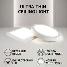 CANMEIJIA 1pc LED Panel Light, LED Ceiling Light, Square/Round, 6500K White Light, AC85-265V, 10W/15W/20W/30W, Square Ceiling Light, Round Ceiling Light - Surface Mounted Panel Light - View 2