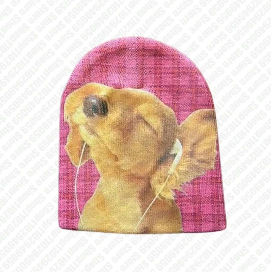 Gorros góticos Vintage para hombre, jersey de moda de invierno, ropa de calle Unisex HipHop cálida Harajuku Y2k, gorros tejidos para mujer, Emo Girls - BLANCO - Ver 1