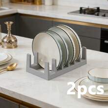 1pc Kitchen Lid Organizer Rack, 1pc Dish Drying Rack, 1pc Creative Desktop Bookshelf, 1pc Bowl Lid Separator Rack - Multicolor - View 14