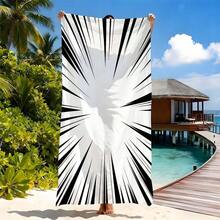 酷炫黑白漫画速干沙滩巾，夏季旅行度假必备，超细纤维沙滩露营巾，度假必备沙滩装备，超强吸水柔软毛巾，完美适用于夏季旅行，沙滩必备，露营装备，度假必备，时尚动漫动作图案毛巾，是海滩、露营旅行和夏季探险的理想之选，轻便速干超细纤维毛巾，优质夏季旅行配件 - 黑白 - 查看 10