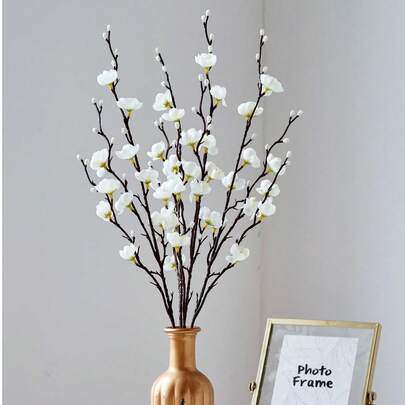 3/8/11/12/14 piezas Flores artificiales Flor de ciruelo blanca de 21.7" Flores de plástico falsas de tallo largo Decoración para el hogar, hotel, oficina, boda, fiesta, jardín Paquetes para fiestas