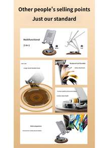 合金金属360°旋转手机/平板电脑支架，可调节折叠桌面支架，高度可调金属支架，适用于直播和视频观看，春季生日礼物 - 彩色 - 查看 7