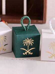 1/5/10 Caja de regalo exclusiva para el Día Nacional de Arabia Saudita, caja de caramelos con estampado en caliente para las vacaciones de Medio Oriente en Arabia Saudita, caja con diseño de palmera en stock - Multicolor - Ver 9