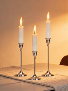 3/6/12/30Pcs Elegant Silver Candle Holders Set, Exquisite Metal Texture Design, Suitable For Taper Candles, Beautiful, Practical And Stable, Ideal For Birthday Parties, Weddings, Fireplace Decor, Dining Room And Home Daily Decoration, Versatile For Multi-Occasions, Easily Enhance Space Ritual Sense, Candles Not Included. - Bell - View 1