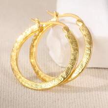 1 Pair Vintage-Style Golden Hoop Earrings, Minimalist Earrings, Elegant Jewelry For Women - Golden - View 1