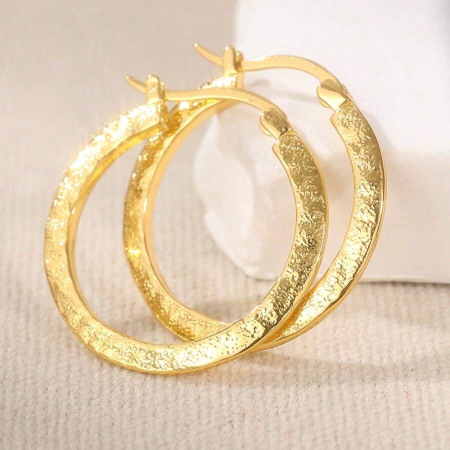1 Pair Vintage-Style Golden Hoop Earrings, Minimalist Earrings, Elegant Jewelry For Women - Golden - View 1