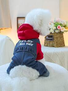 1件宠物服装狗狗背带裤，小型犬服装 - 趣味背带裤 - 藍色 - 查看 7