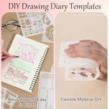 30 PCS Journal Stencils Reusable Plastic Planner Stencils 4x7 Inch For DIY Drawing Calendar Planner Templates Journaling Scrapbook Supplies - As Pic - View 6