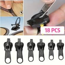 18pcs Zipper Repair Tool Kit, With Detachable & Reusable Zipper Pulls, 3 Sizes, Black, Suitable For Instant Zipper Repair On Clothing, Bags And Various Scenarios - A - View 2