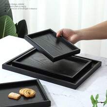 Black Wooden Rectangular Tray, For Tea Cups, Hotel, Salon, Wooden Plate, Square Coffee Tray - Black - View 1