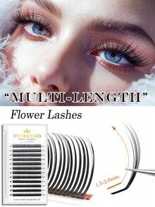 CoMango 12 Pairs LC Curled Thin 3D/5D/6D Fairy Eyelash Extension Set, Wet Lash Cluster Fan-Shaped Pre-Made Lashes, 5D Floral Mink False Eyelashes, Makeup Supplies - LC - 查看 7