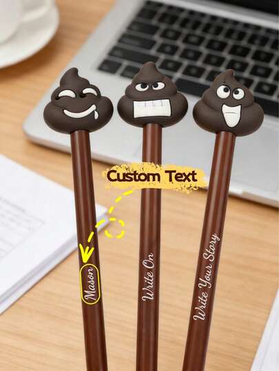 [Personalizado] Bolígrafo con forma de excremento, novedoso y divertido, expresión de dibujos animados, nueva opción para papelería escolar y de oficina, expresión aleatoria