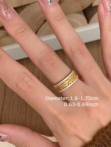 1pc Fashionable Elegant Luxury Cubic Zirconia Inlaid Unique Adjustable Open Ring, Suitable For Party, Wedding, Bridesmaid Wear - Yellow Gold - View 4