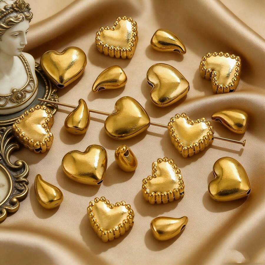 10 hạt cườm hình trái tim giọt nước bằng thép không gỉ, thích hợp làm vòng tay, vòng cổ và trang sức DIY, quà tặng cho nữ. - hạt - Xem 1