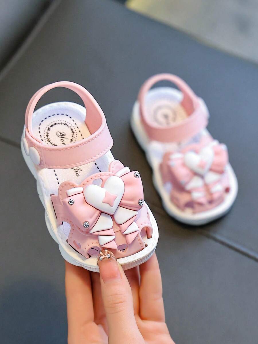 2026 New Breathable Toddler Sandals 0-4 Years Old, Soft Bottom Infant Walking Shoes, Bowknot Closed Toe Sandals For Summer - Pink - View 1