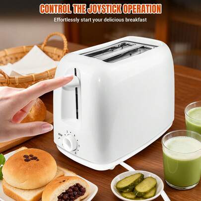7Sevenjokers 2 Slice Bread Toaster 1400W Wide Slot Compact Breakfast Maker With 6 Browning Settings, High Lift & Removable Crumb Tray, Household White Toaster With Frozen Reheat Cancel For Quick 90s Toasting