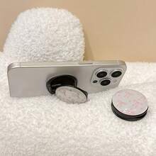 蝴蝶结图案圆形3D手机支架，一体式可折叠伸缩手机支架 - 彩色 - 查看 3