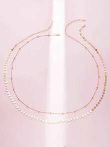 2pcs Women's Golden Vintage Body Chains With Glittery Beads, Jewelry Accessories Summer Beach Party - 金子 - 查看 3