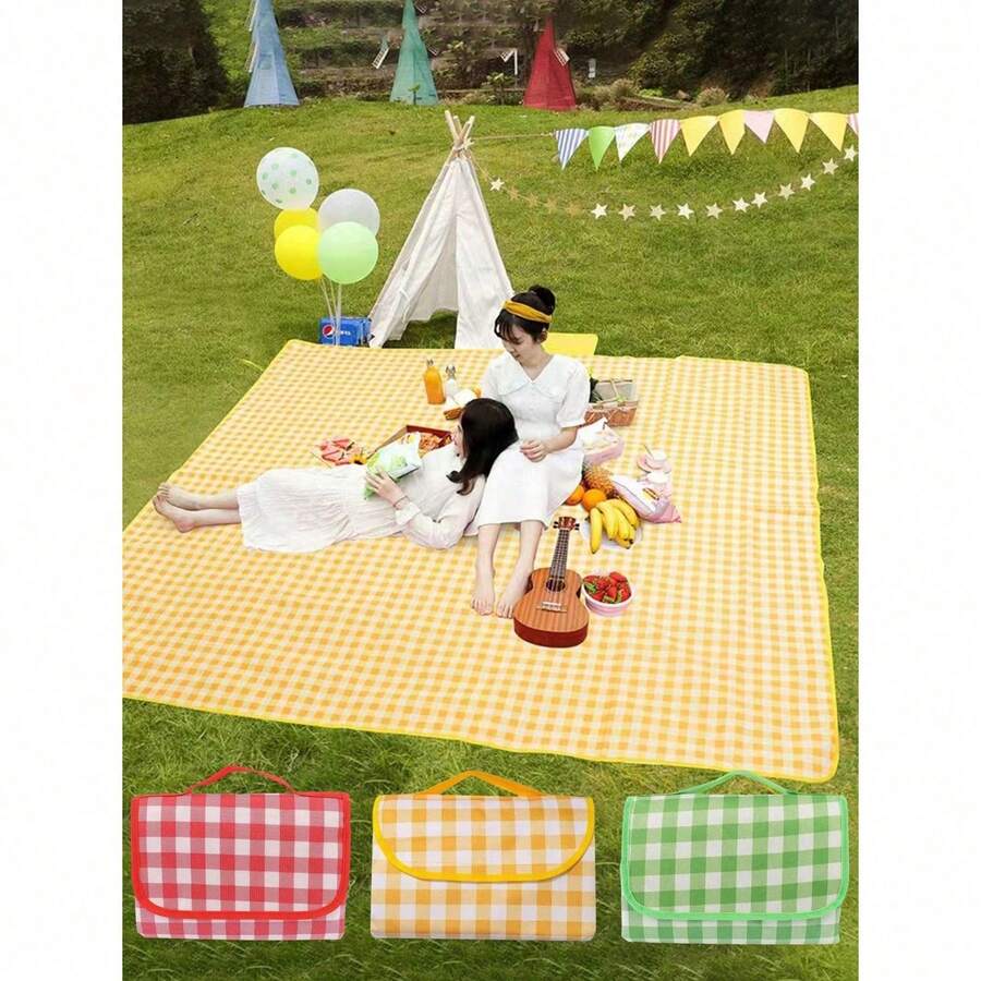 1 manta de picnic en estilo bohemio, colchoneta para picnics en primavera, verano y otoño, colchoneta de cuadrícula roja, amarilla y verde, colchoneta para playas y arenas, artículos para jardines y patios, utensilios para picnics al aire libre y jardines. - Amarillo 1,5*2 m - Ver 1