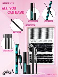 DIY Spiky Lash Clusters D Curl Mixed Length 9–16mm, Wispy Individual Lashes, Natural Volume False Eyelashes - Multicolor - View 7