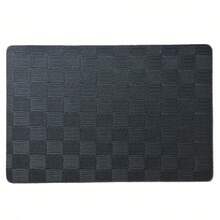 4件/6件套简约黑色格子防水防油皮革餐垫，可水洗 - 黑色 - 查看 8