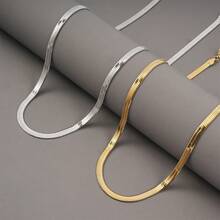 1条不锈钢镀钛耐用宽链条项链，5毫米厚，时尚男士日常佩戴 - 662男士寬蛇骨鏈 - 查看 2