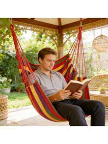 Chaise suspendue de Gazebo de patio confortable et durable, fauteuil à bascule de loisirs de parc, hamac de détente d'extérieur, convient pour le patio, le gazebo, le parc et les espaces extérieurs, fauteuil à bascule avec sac de rangement inclus - Multicolore - Voir 3