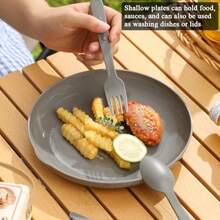 Berglander Juego de medición de camping con cuenco plato taza cuchara tenedor cuchillo y bolsa de transporte equipo de camping para viajes picnic fácil de transportar y limpiar - 2. gris - Ver 5