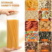 3 Pack Large Capacity Clear Glass Storage Jars With Bamboo Lids, Tall Square 100*300mm Canisters For Pasta, Penne, Noodles, Kitchen Pantry Containers For Dry Food Storage - 3-pack - View 6