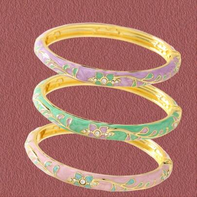 New Arrival Ombre Rainbow Bangle, Vintage Floral Cuff Bracelet, Unique Craft Gift Accessory, Retro , Great Gift For Her