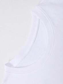 Disney-Style Women's Graphic Tee Featuring A Blue Stitch Illustration With A Soft, Cute Mickey Mouse Cartoon Print. This Women's Summer Clothing Item Is A Crew Neck Tee Made From Soft, Comfortable 100% Cotton Fabric, Perfect For Everyday Wear, Outdoor Activities, Or Shopping. It's Especially Ideal As Women's Vacation Wear. - White - View 3