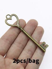 2pcs 22x82mm Big Heart Key Charms Pendant For DIY Jewelry Making Necklace Keychain Phone Chain Bracelet Making Accessories Handmade Craft Making Findings - Key - View 11