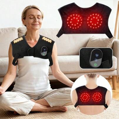 Cordless Rechargeable Red Light Massage Pad USB  Back Shoulder Heating Shawl Back Heating Pad Winter Warmer Wrap Shawl