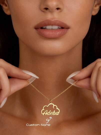 Cloud Shaped Custom Name Pendent Necklace For Women Girls Personized Stainless Steel Necklaces Nameplete Charm Minimalist Customized Jewelry Daily Party Wear Birthday Gifts