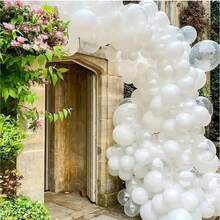 100pcs 12-Inch White Latex Balloons For Forest Theme Decoration, Suitable For Wedding, Birthday, Anniversary, Holiday, Christmas, Indoor Party, Etc. - View 4