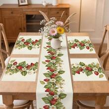 Bộ sản phẩm gồm: 1 khăn trải bàn họa tiết dâu tây, kiểu dáng mùa hè, trang trí nhà bếp hàng ngày, 1 khăn trải bàn, 4 tấm lót chén, 1 vỏ gối, bộ khăn trải bàn và tấm lót chén, có thể kết hợp nhiều sản phẩm khác nhau, đồ trang trí nhà cửa trong nhà/ngoài trời, đồ dùng tiệc tùng, trang trí phòng. Thích hợp cho trang trí nhà bếp hàng ngày và trang trí tiệc tùng. - Nhiều màu - Xem 7