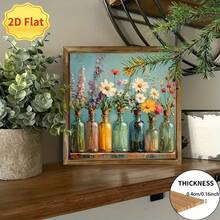 1 pezzo Decorazione da parete in stile country in legno a tema primaverile - Decorazione da parete, adornata con fiori e vegetazione primaverili vivaci. Ideale per decorazioni da esterno, temi country e regali per le festività di primavera. Decorazione da parete per esterni | Decorazione da parete in stile country, pendente decorativo per soggiorno e bagno - Multicolore - Visualizzare 3