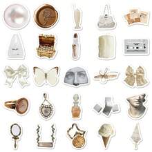 50张白色ins风涂鸦贴纸，简约清新防水，适用于Guka、日记本、奶茶杯和行李箱DIY - 1 Set - 查看 3