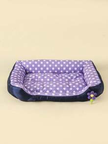 LANGXINGCS 1pc Square Floral Pet Bed, Cool Material Polka Dot Pattern With Unique 3D Flower Decor, Cute Cat/Dog Cooling Bed Suitable For Small/Medium/Large Pets - Multicolor - View 11