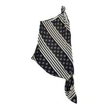 法式条纹印花不对称领吊带背心，修身显瘦设计，夏季不对称无袖上衣 - 黑色 - 查看 9