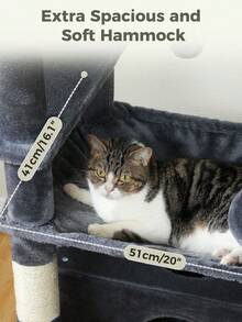 PAWZ Road 184 Cm Large Cat Tree, Cat Tower For Large Cats, Cat House With Sisal-Wrapped Scratching Posts And Padding, 2 Padded Resting Areas, Double House And Basket For Indoor Cats, Deep Grey - Màu xám đen - Xem 5