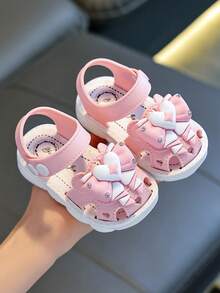 2026 New Breathable Toddler Sandals 0-4 Years Old, Soft Bottom Infant Walking Shoes, Bowknot Closed Toe Sandals For Summer - Pink - View 2
