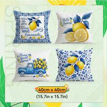 4 vỏ gối trang trí in một mặt họa tiết chanh, chất liệu nhung màu đào, 100% polyester, thích hợp cho phòng khách, ghế sofa, phòng ngủ - Trang trí đa không gian, không kèm ruột gối, kích thước 40x40cm/45x45cm/50x50cm - Chủ đề văn bản chanh - Xem 13