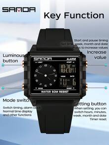SANDA. SANDA 6368 Fashion Electronic Watches For Man Luminous Calendar Waterproof Clock Outdoor Sports Casual Ladies Digital Wrist Watch - Rose Gold - View 6