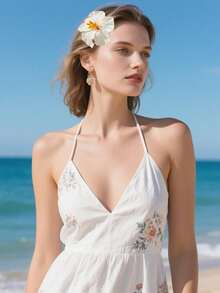 3 piezas Clips para el cabello con flores hawaianas, Clips para el cabello con flores artificiales, Clips para el cabello con hibiscos, Clips para el cabello con lotos, Adecuados para fiestas de vacaciones - Multicolor - Ver 7