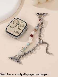 1pc Girls Band Beaded Metal Chain Bracelet, Sporty Strap, Niche Style - Multicolor - View 6