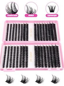MEM DIY 384pcs D-Curl Eyelash Extension Kit, Includes Lash Clusters, Glue, Tweezers, Lash Brush For At-Home Eyelash Extension - Black - View 7