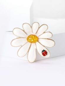 Luxury Enamel Ladybird And Chrysanthemum Brooches - Plant Pins For Women Casual Party Jewelry Accessories / Friends Gifts Badges Decoration - Chrysanthemum - View 2