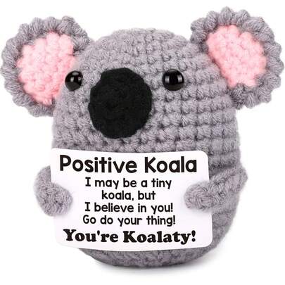 1 件考拉钩针动物，有趣可爱的钩针礼物，生日感谢礼物送给女性，以及送给母亲、朋友和同事的有趣鼓励礼物（考拉）。